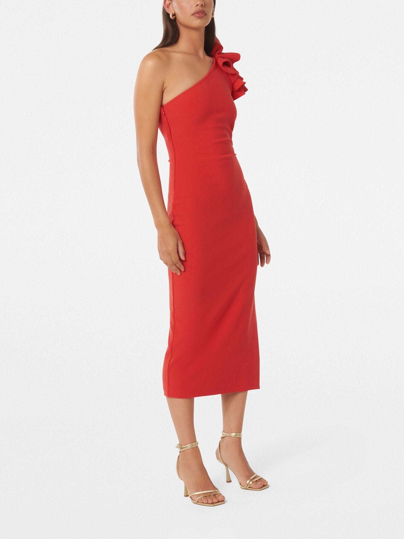 Celeste One Shoulder Ruffle Bodycon Dress