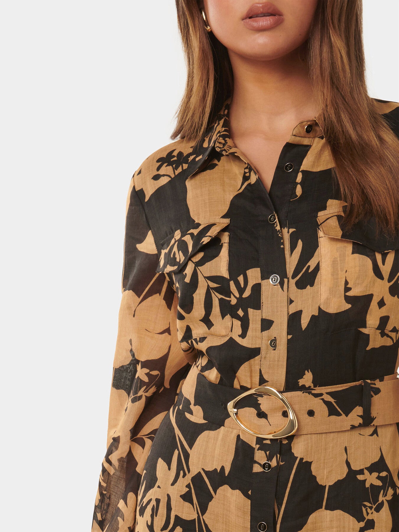 Janie Printed Shirt Midi Dress