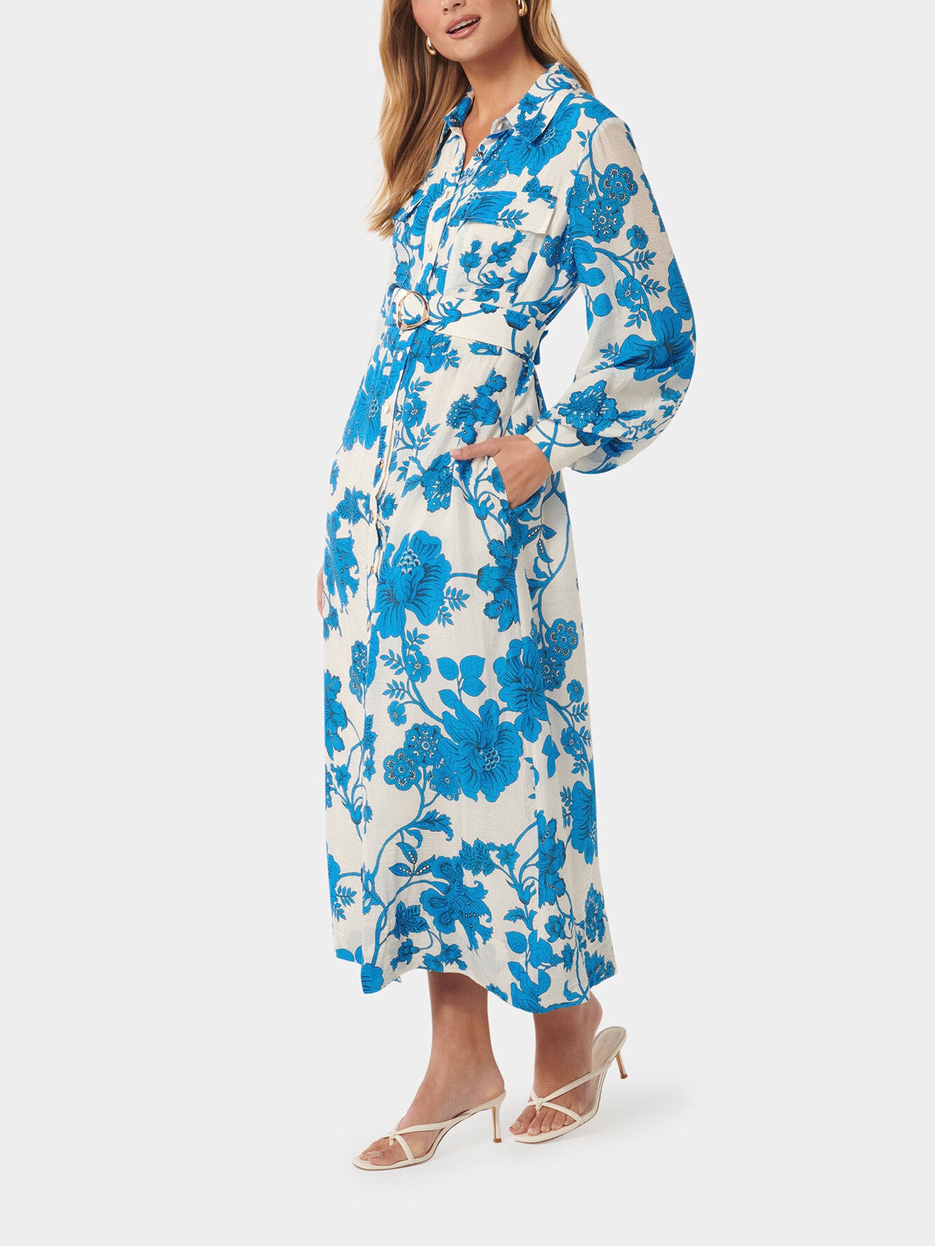 Janie Printed Midi Shirt Dress