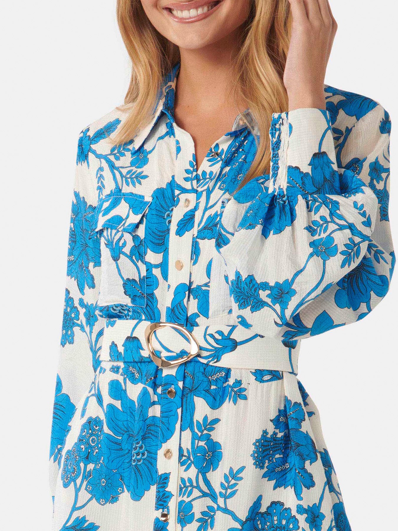 Janie Printed Midi Shirt Dress