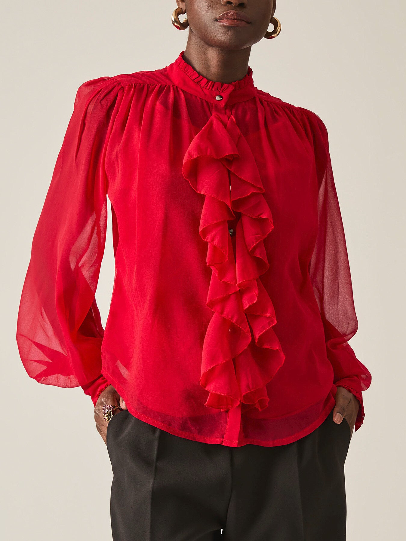 Ruffle Shift Shirt