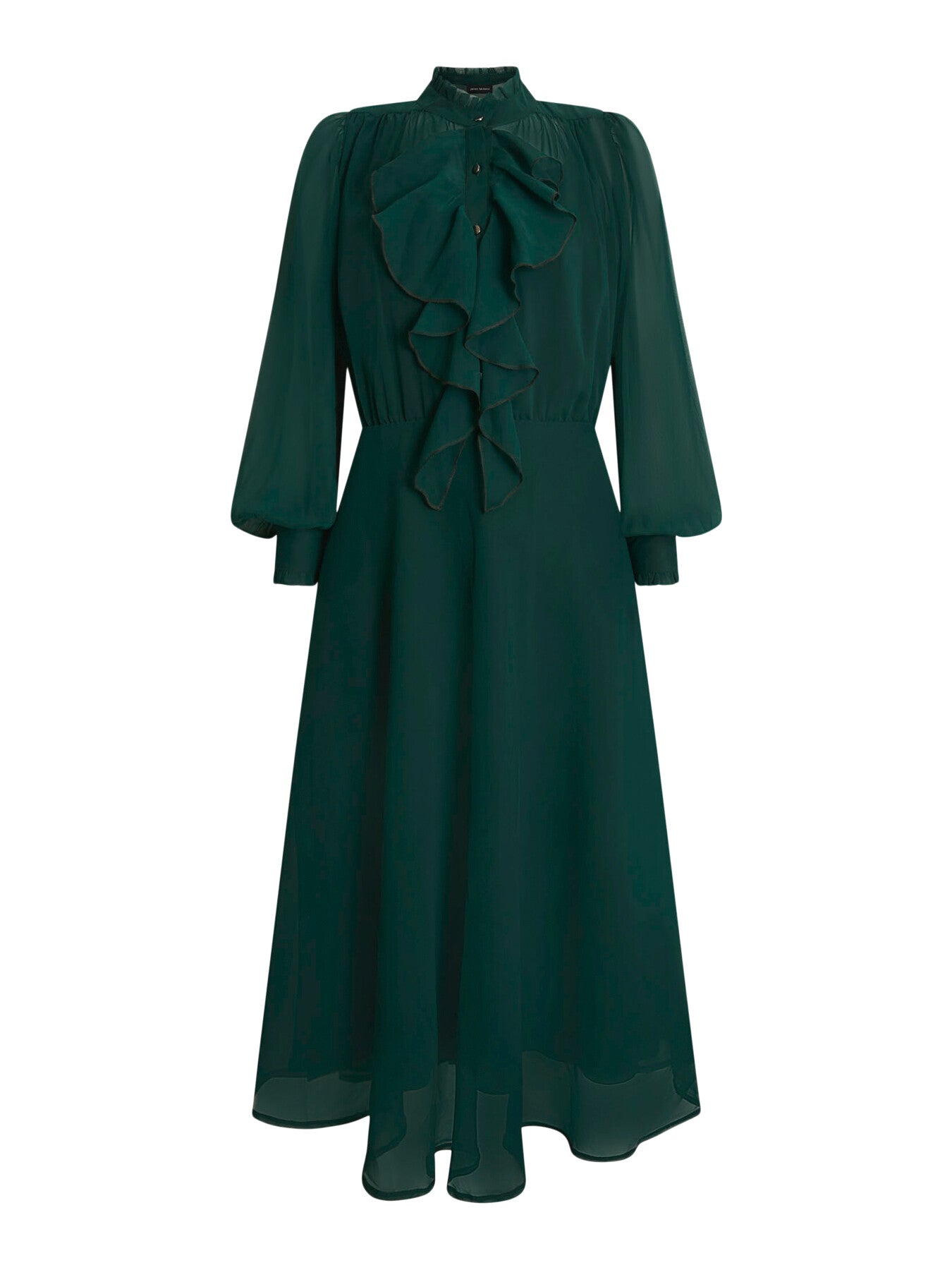 Green Ruffle Shift Midi Dress