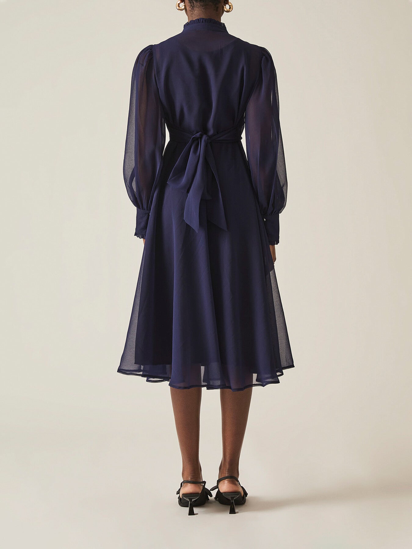 Ruffle Shift Midi Dress