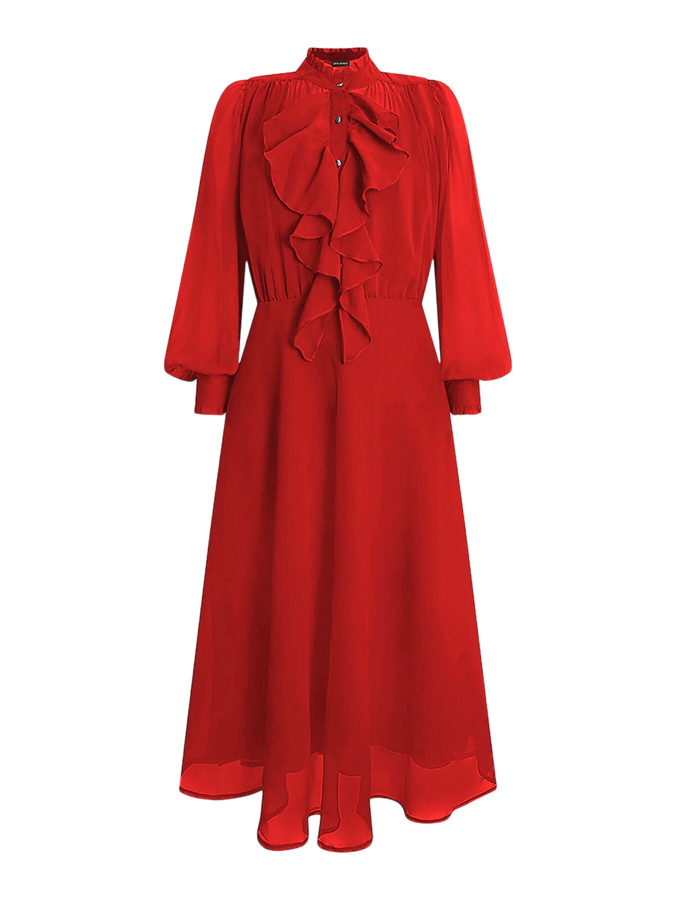 Ruffle Shift Midi Dress