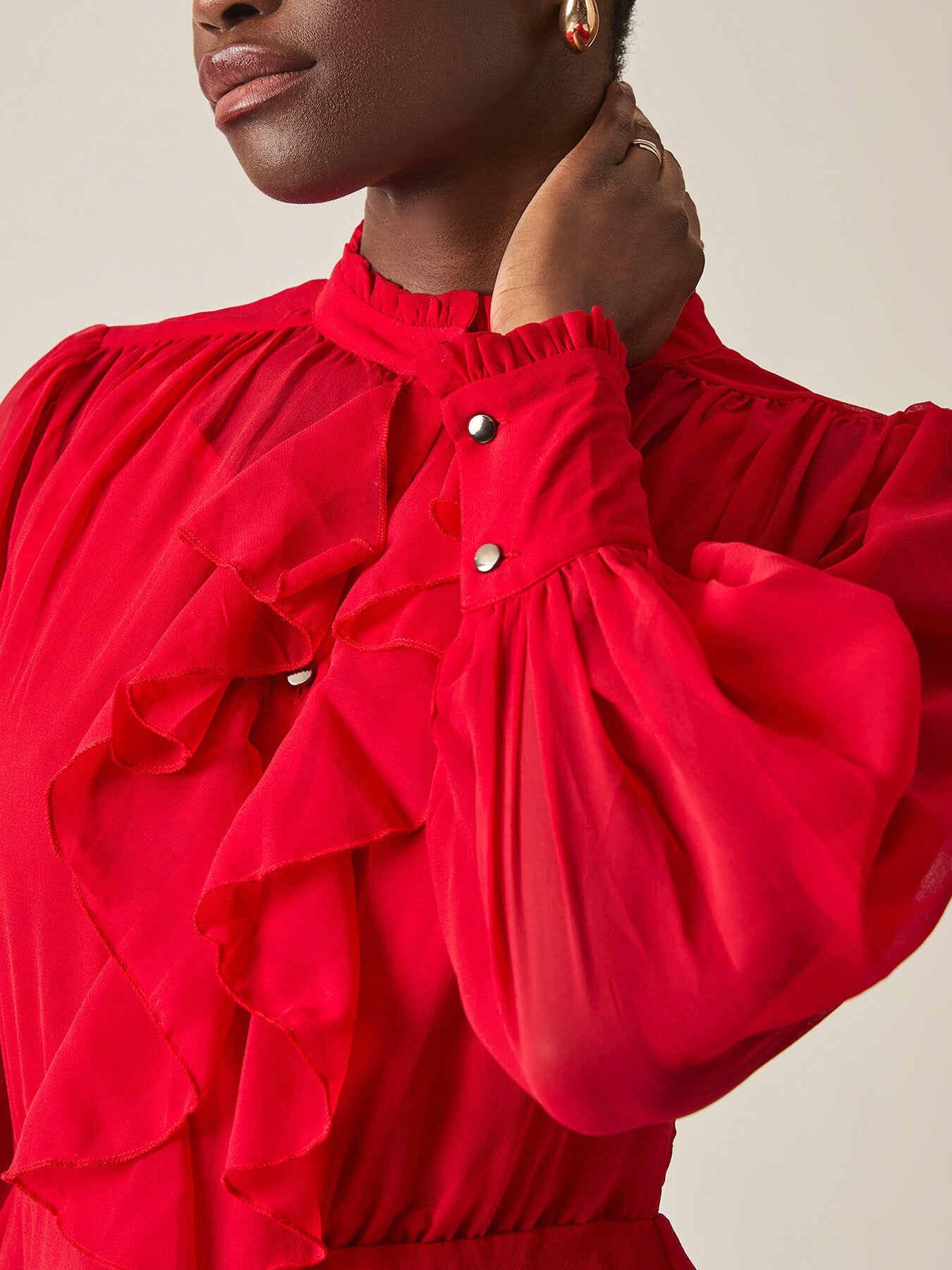 Ruffle Shift Midi Dress