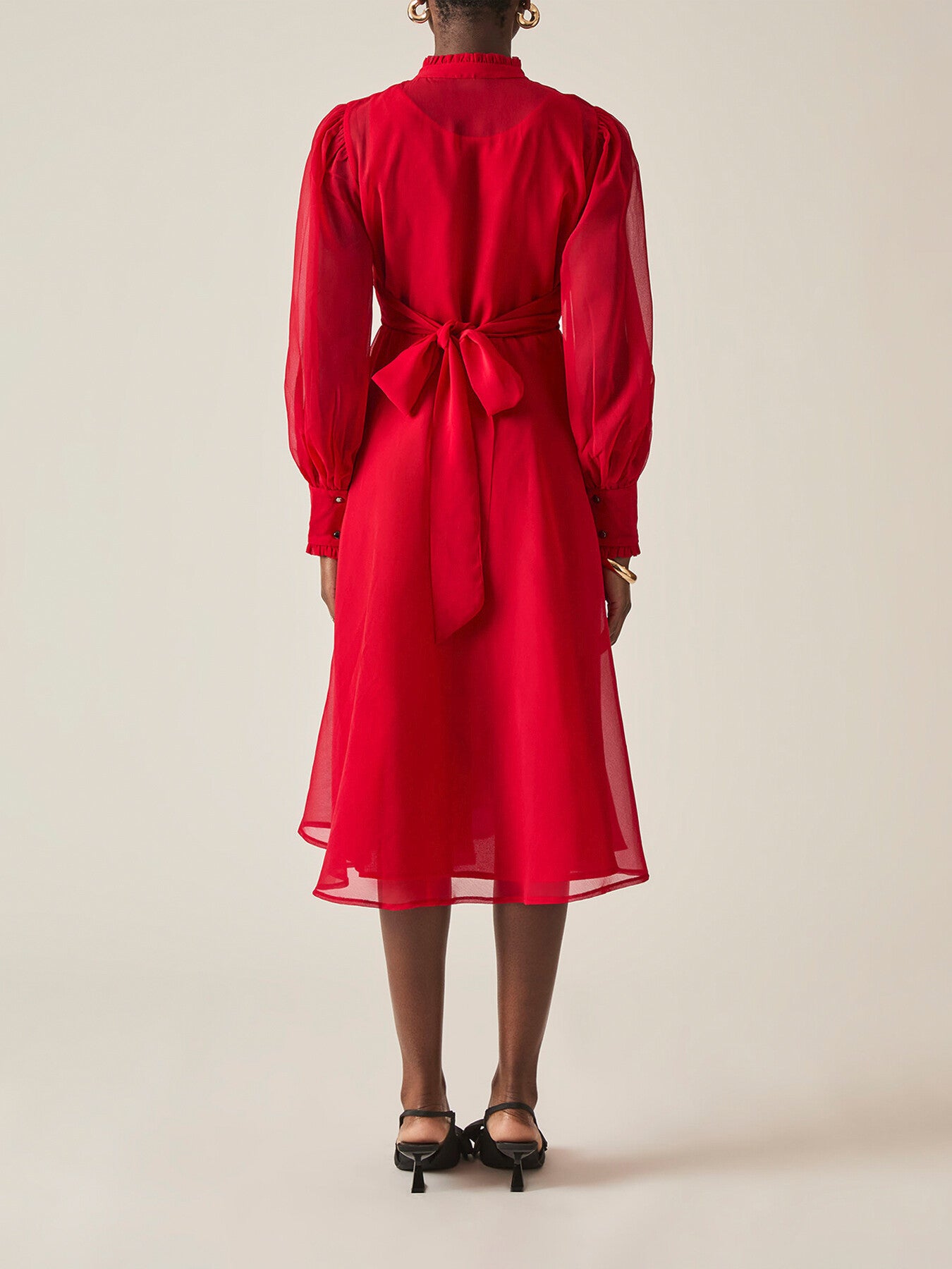 Ruffle Shift Midi Dress