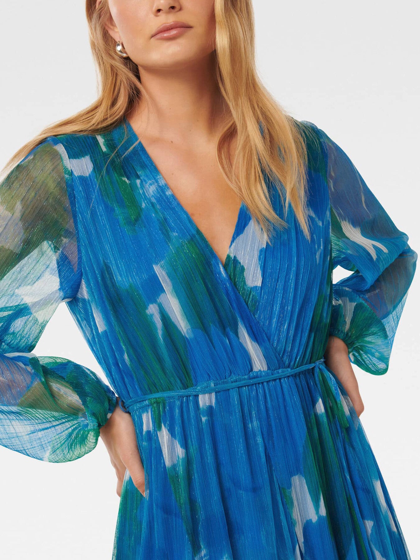 August Printed Plisse Midi Dress