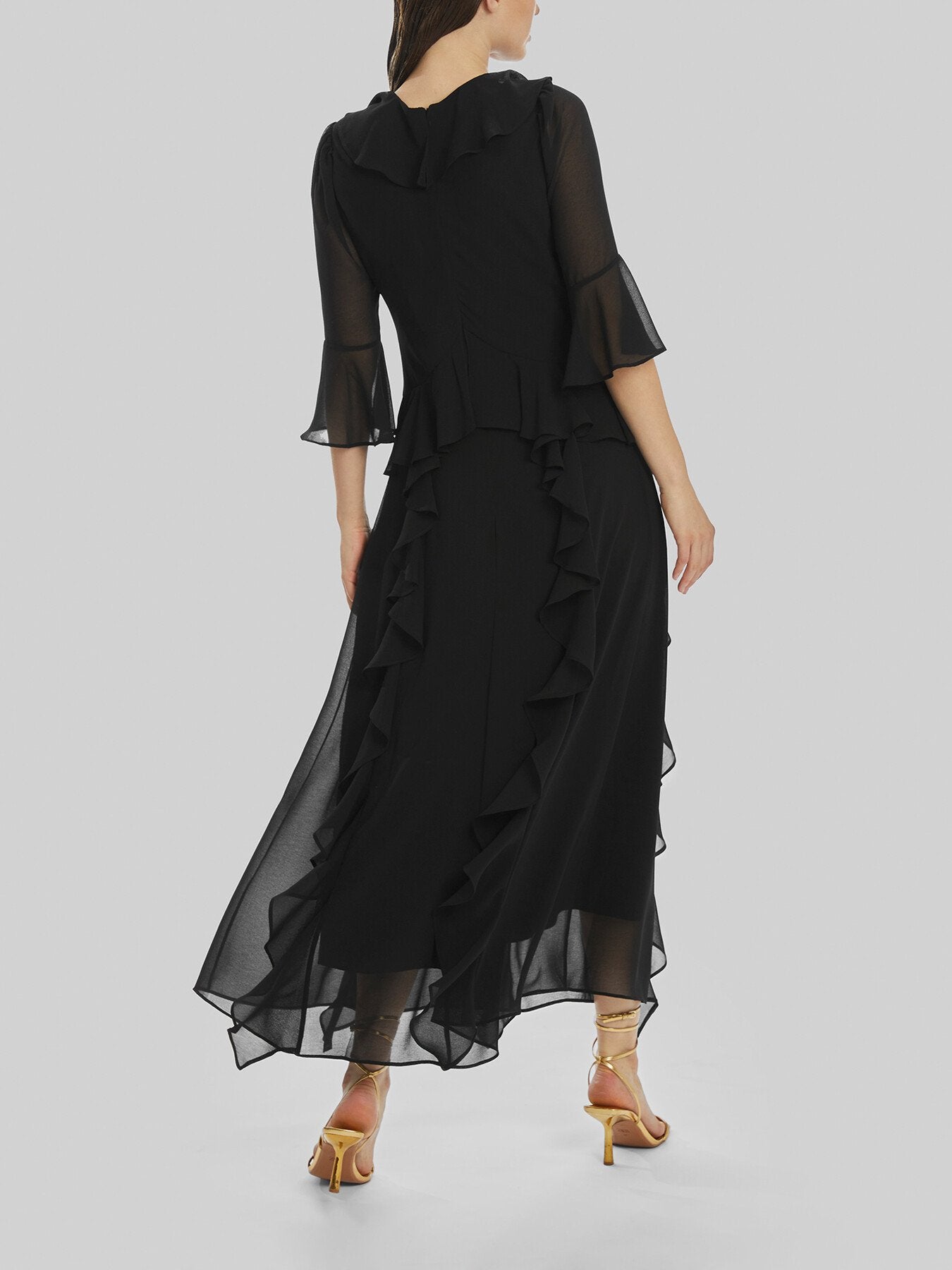 V-neck Chiffon RuffleDress