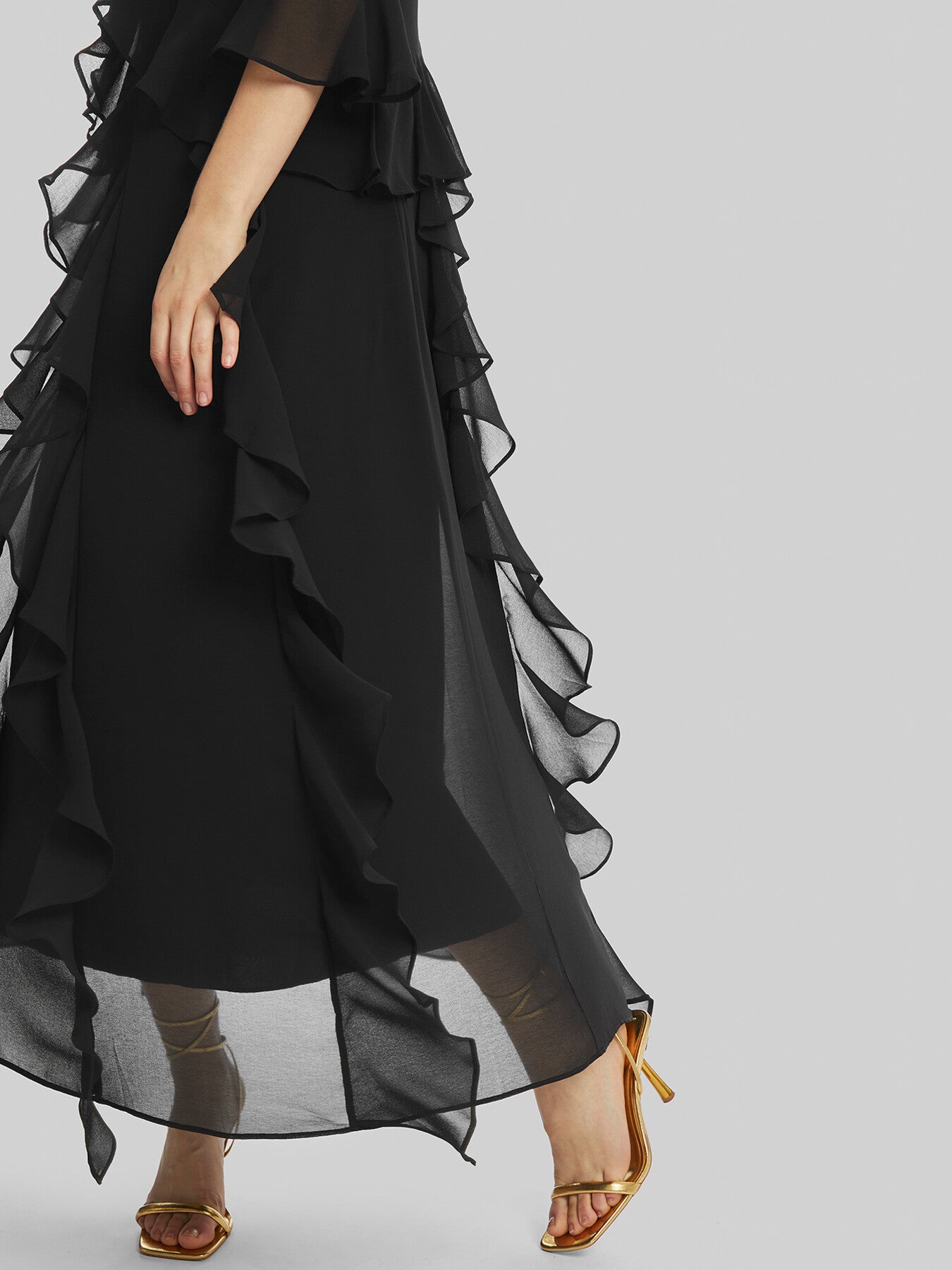 V-neck Chiffon RuffleDress