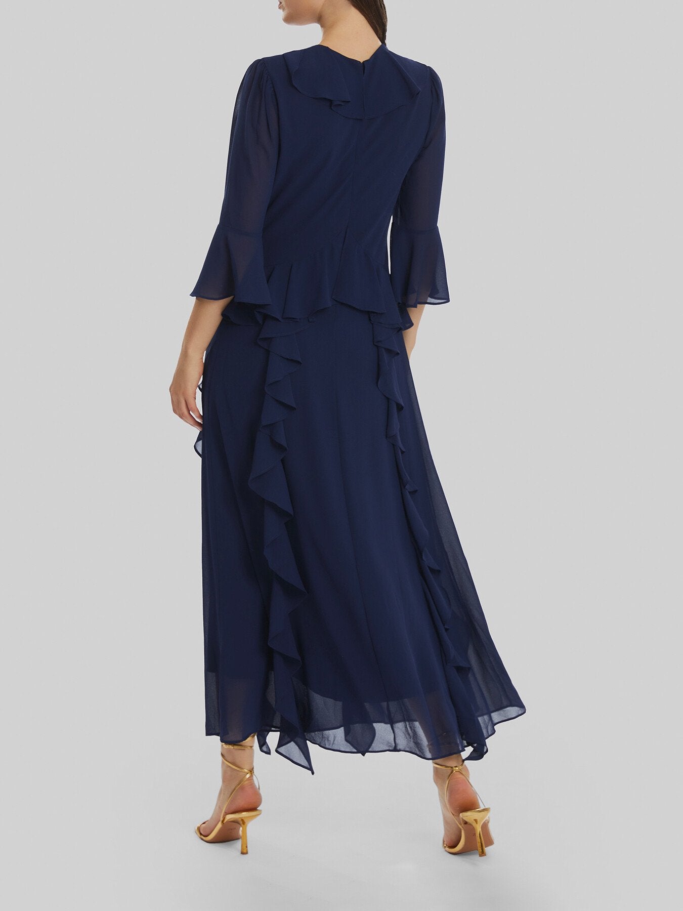 V-neck Chiffon RuffleDress