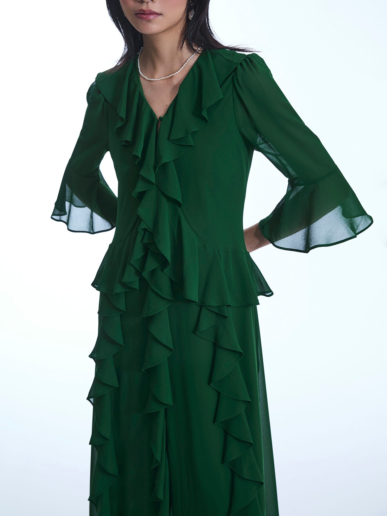 V-Neck Ruffle Dress