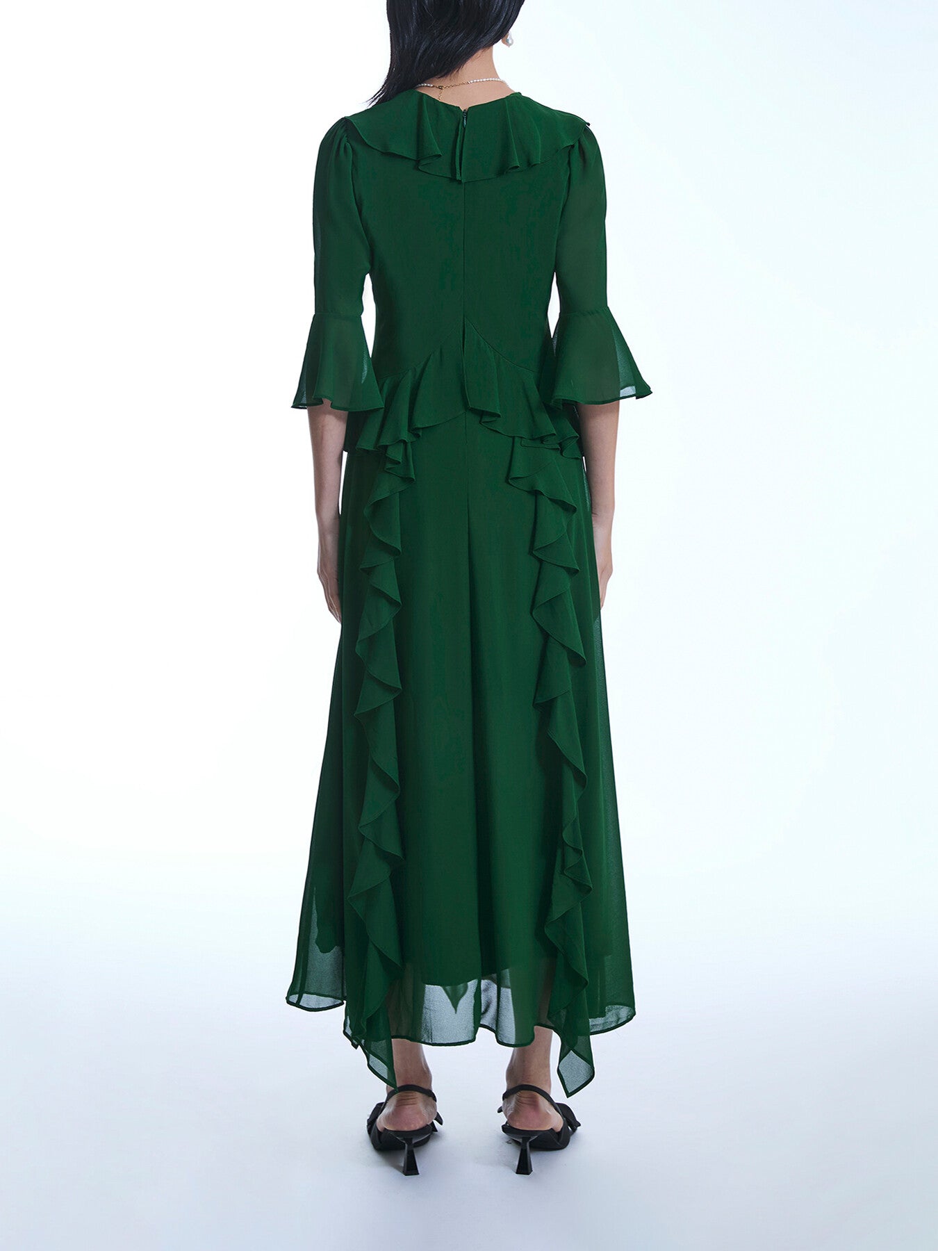 V-Neck Ruffle Dress