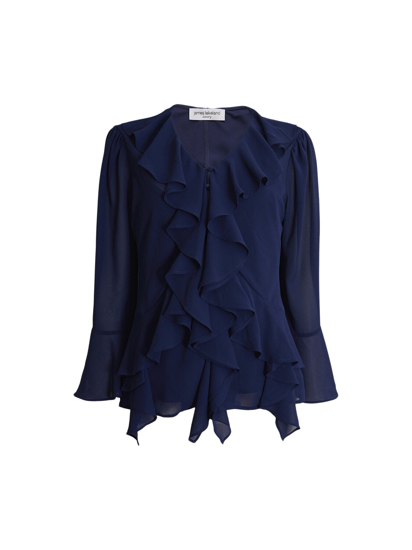 V-neck Chiffon Ruffle Blouse