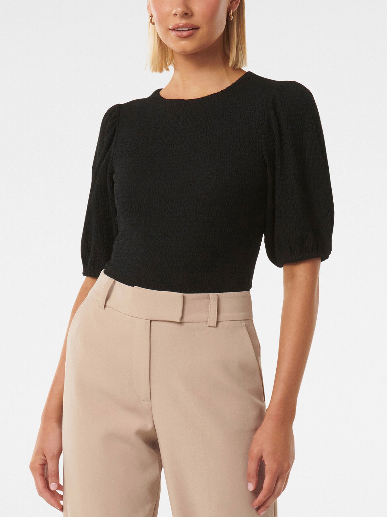 Jolanta Textured Puff Sleeves Top