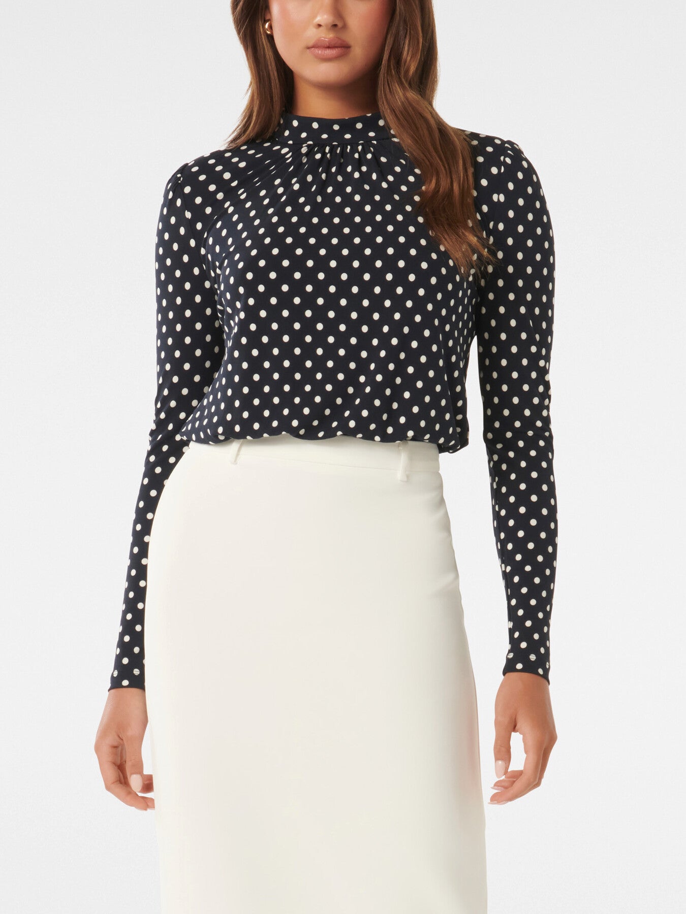 Beatrice High Neck Spotted Top
