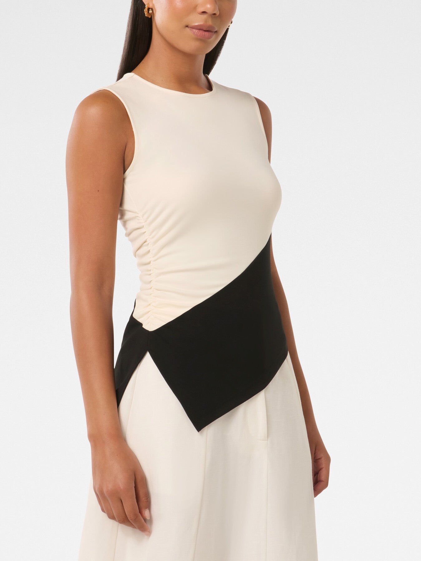 Camryn Two Tone Asymmetrical Top