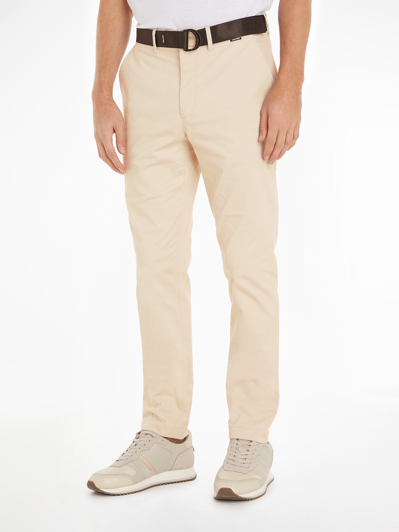 Slim Belted Chino Trousers