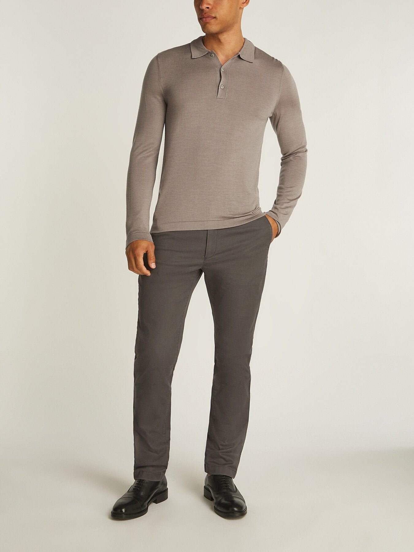 Italian Merino Silk Long Sleeve Polo