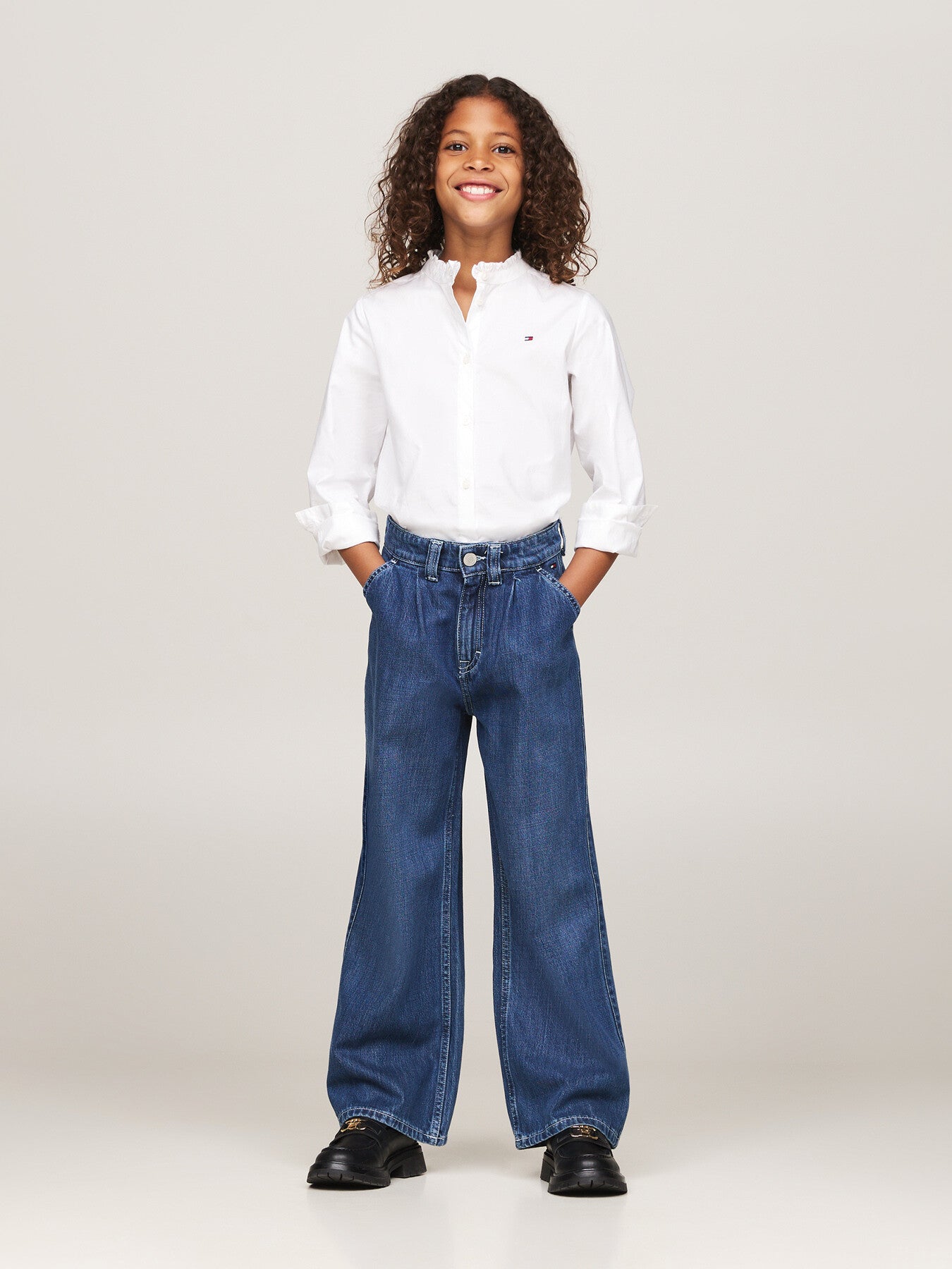 Wide Leg Front Pleat Jeans
