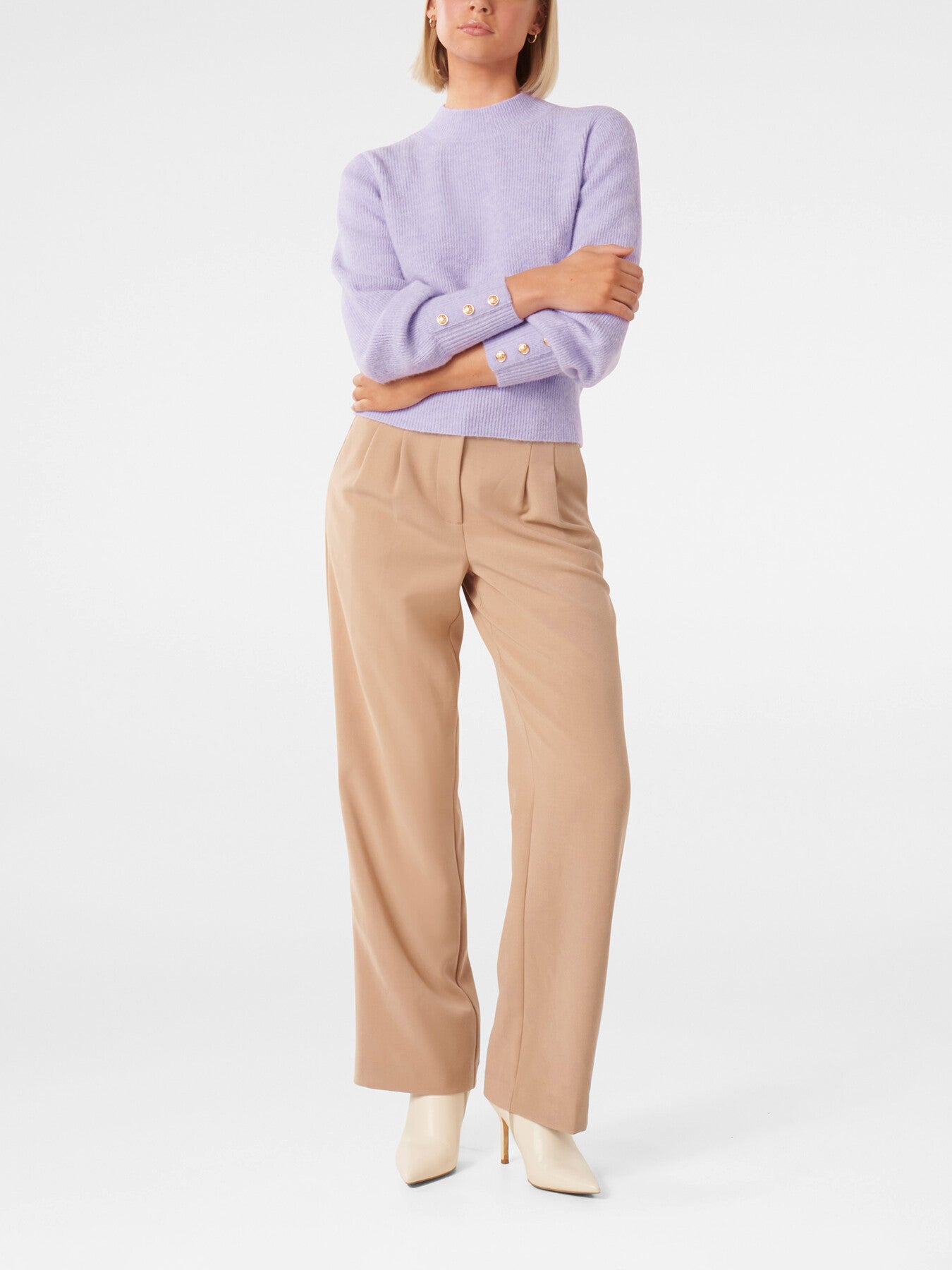Fearne Crew Neck Button Cuff Jumper
