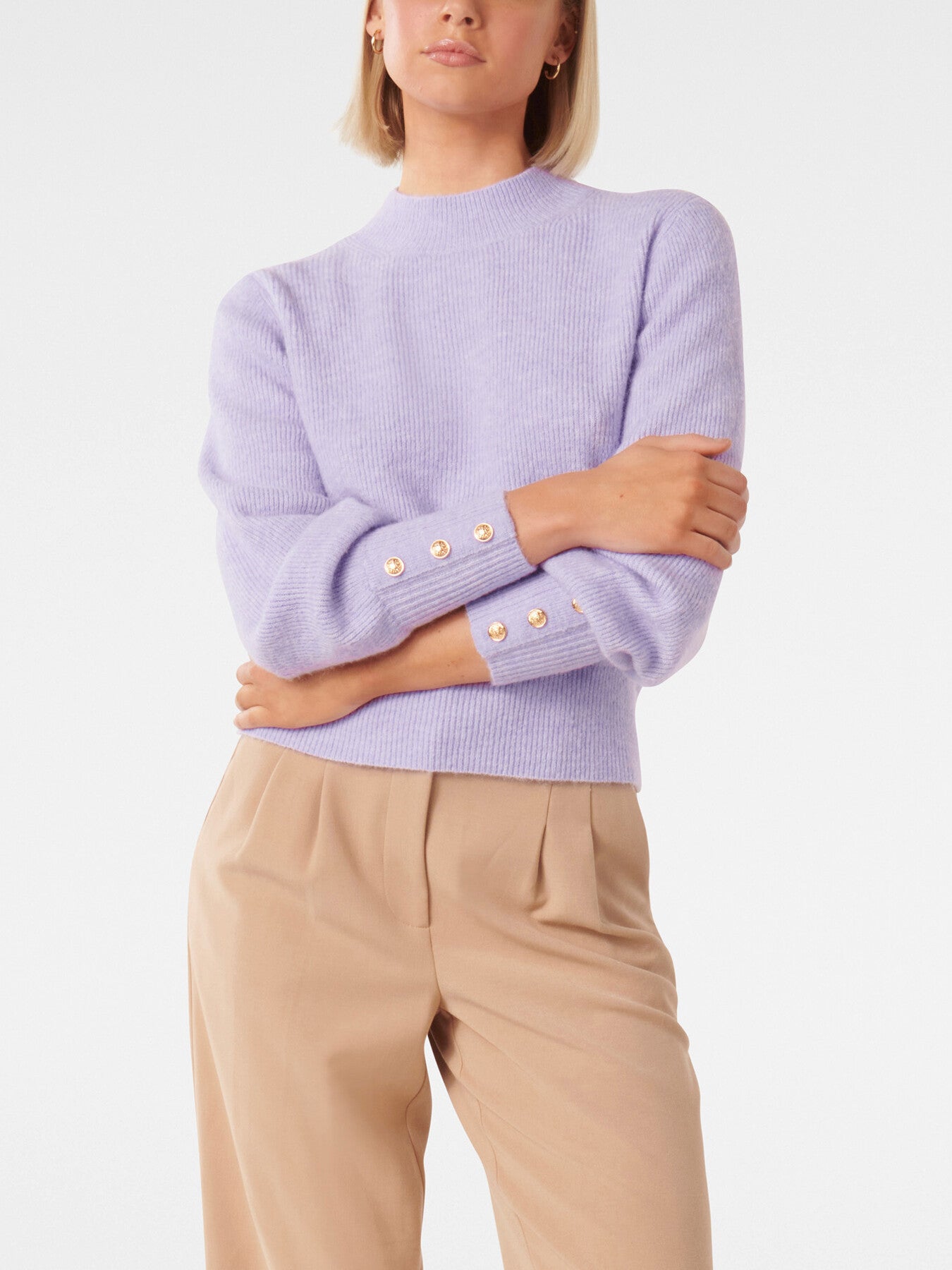 Fearne Crew Neck Button Cuff Jumper