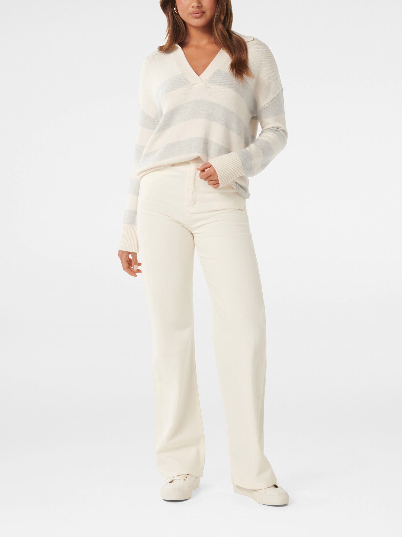 Nicole Striped Polo Collar Jumper