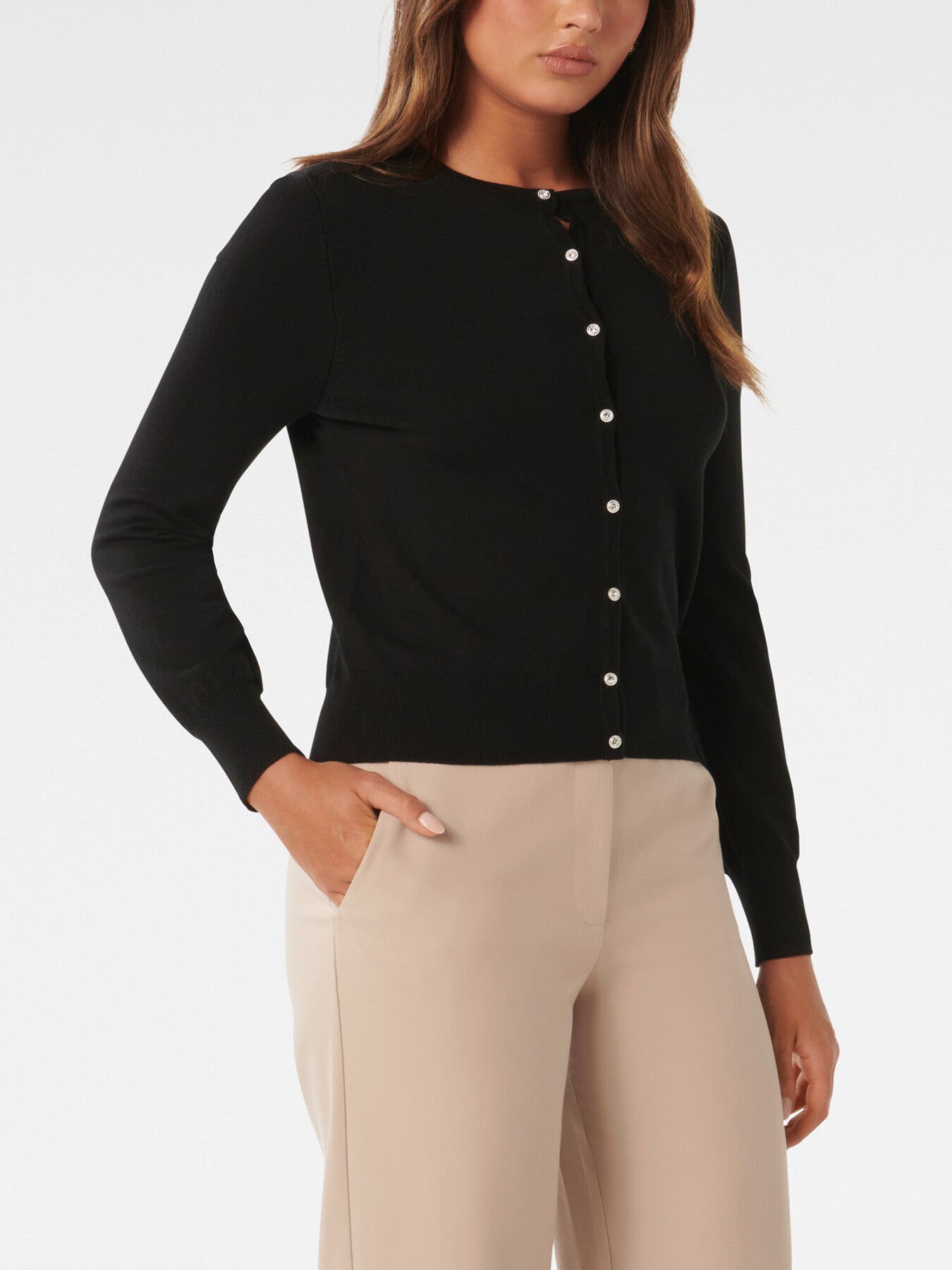 Morgan Basic Crew Knit Cardigan