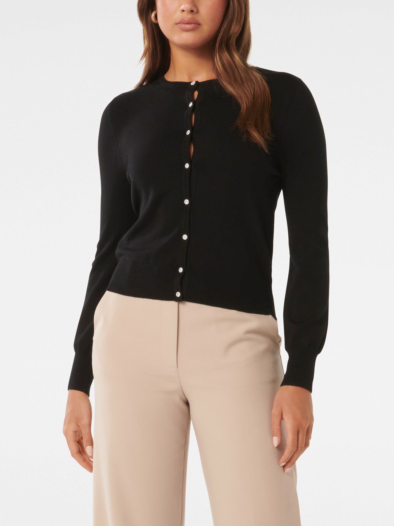 Morgan Basic Crew Knit Cardigan