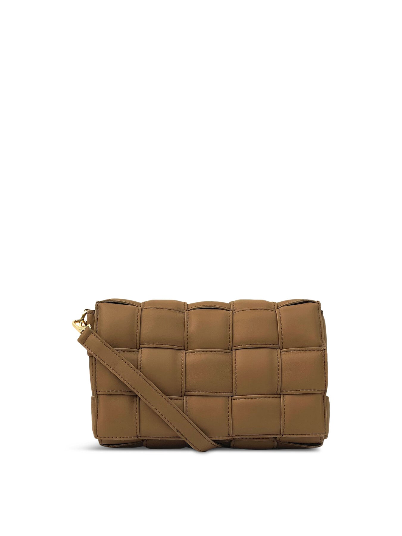 Padded Woven Leather Crossbody Bag