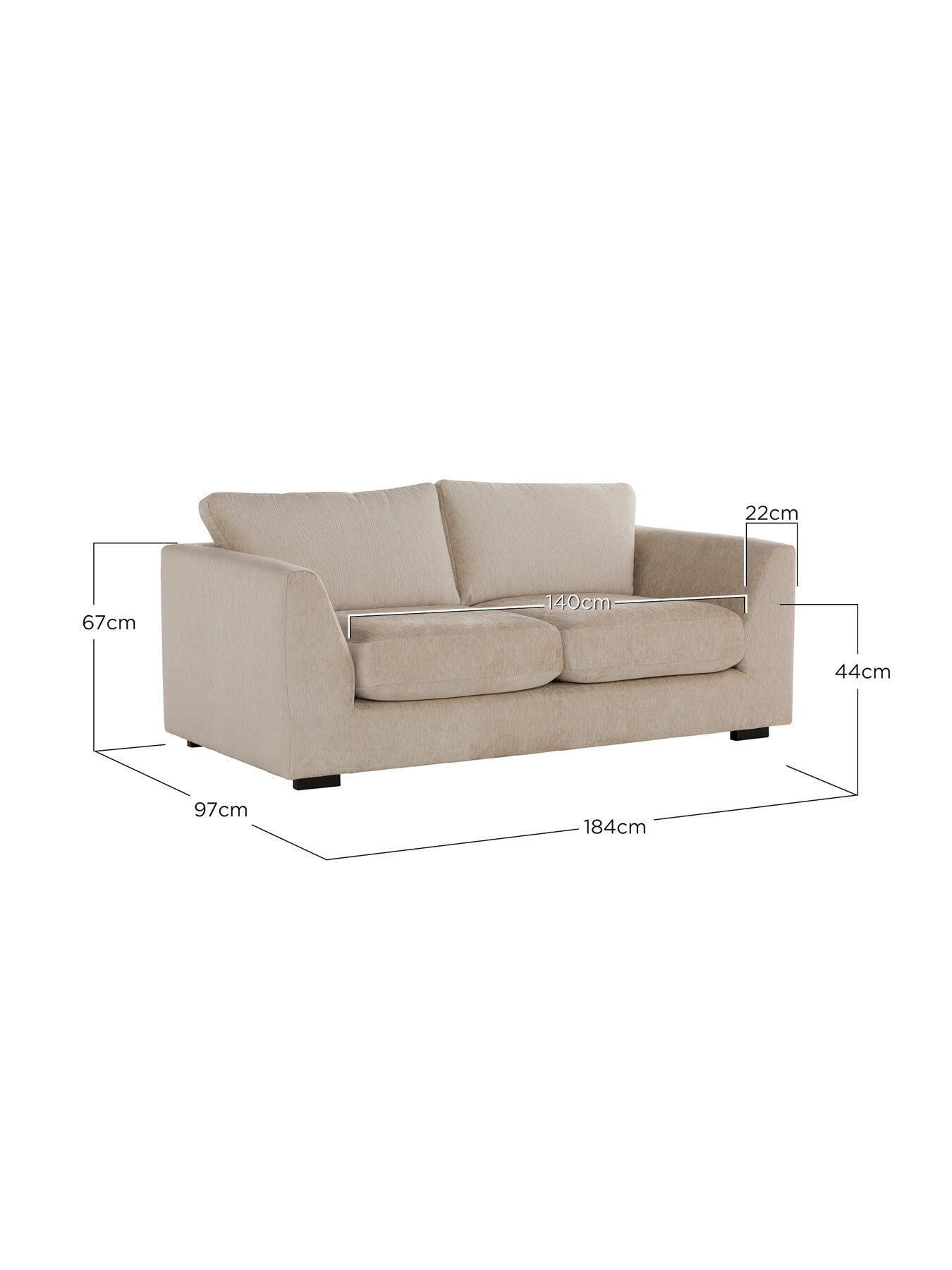 Melby Cream Velvet 2 Seater Sofa