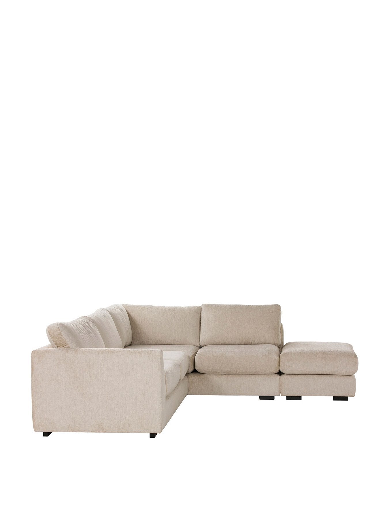 Melby Cream Velvet Right Facing Corner Sofa With Foo