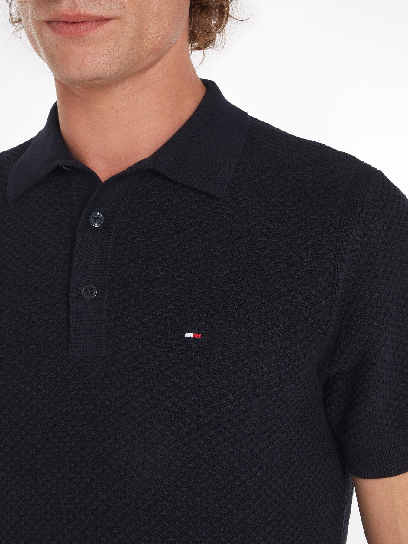 Oval Waffle Knit Regular Fit Polo
