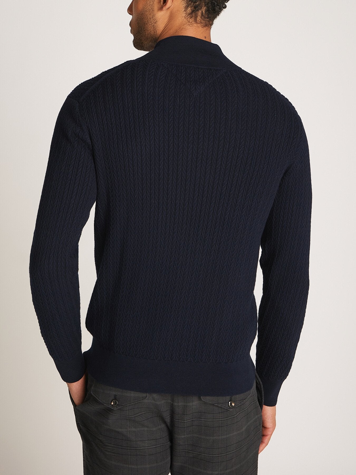 Herringbone Zip Mock Neck Sweater