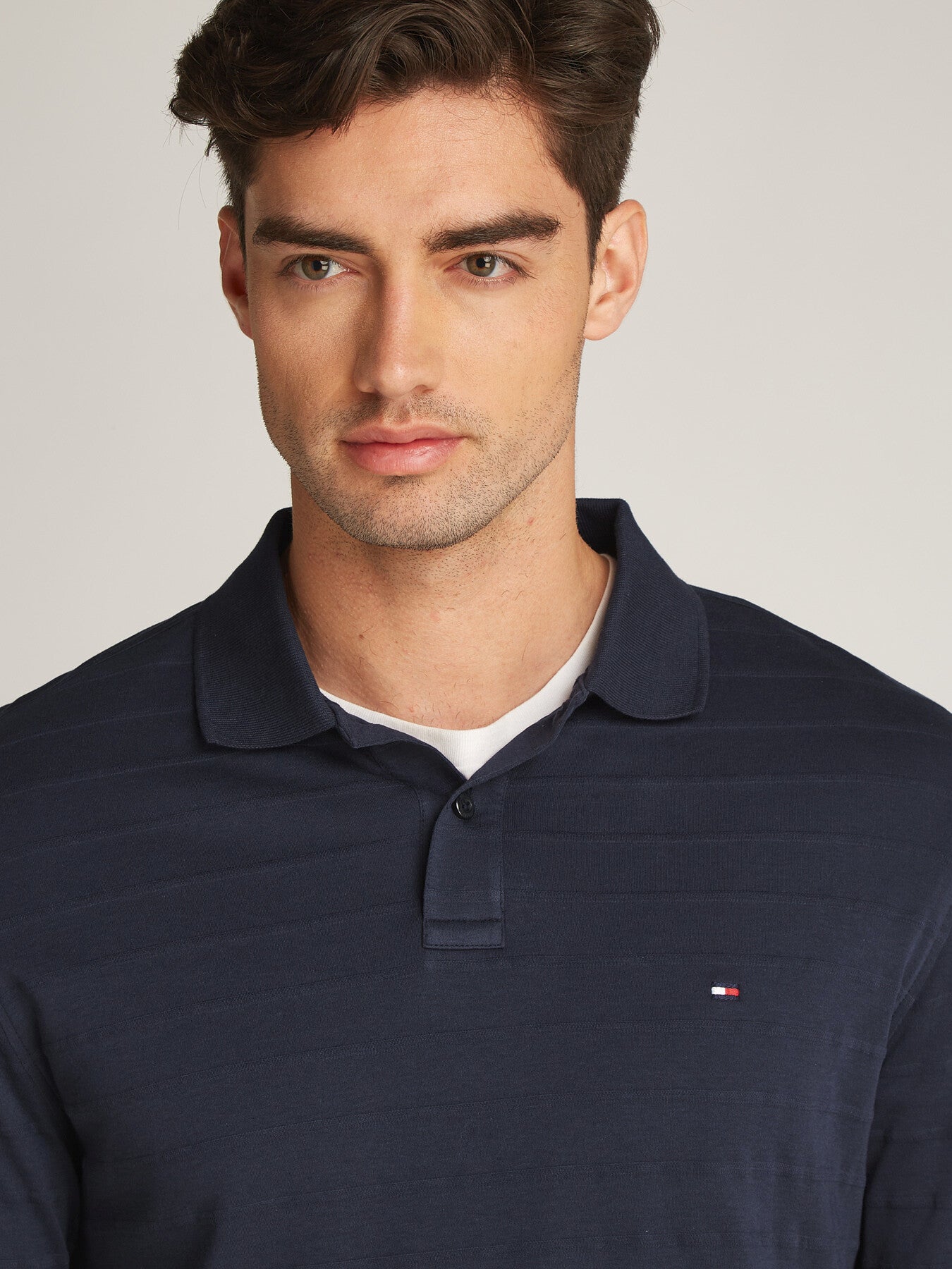 Regular Fit Jacquard Stripe Long Sleeve Polo