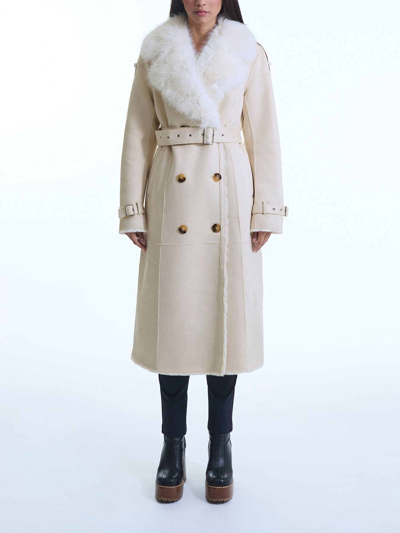 Faux Fur Suede Coat
