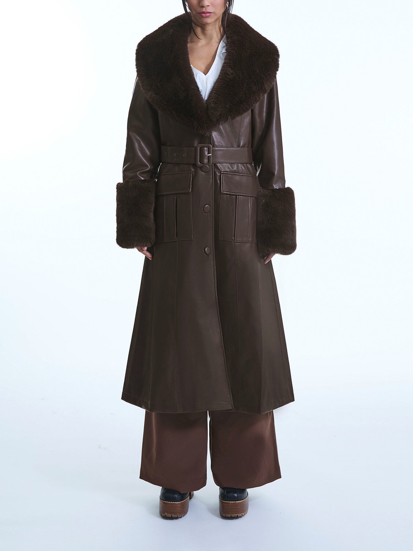 Faux Leather Coat