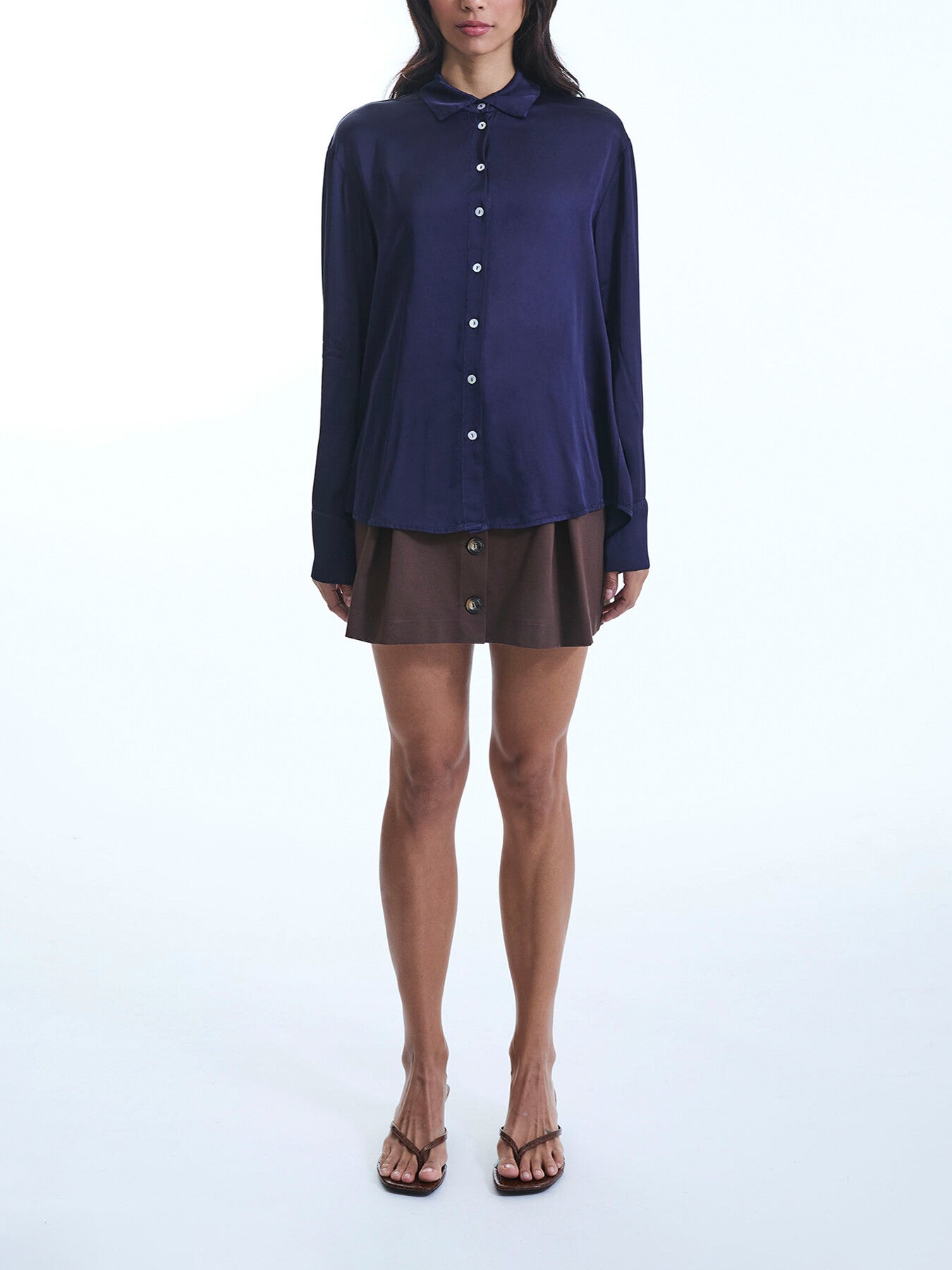 Blue Satin Finish Shirt