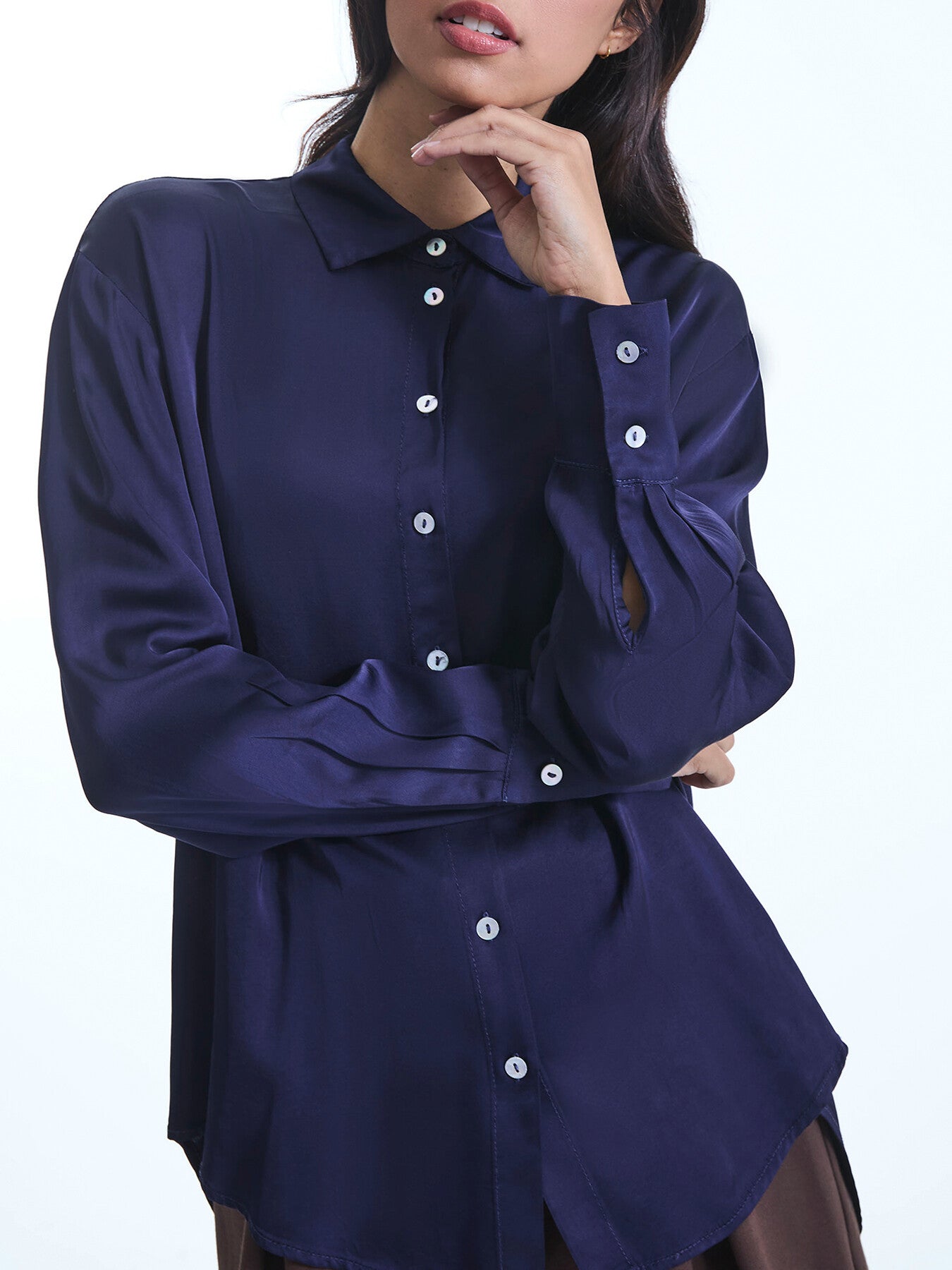 Blue Satin Finish Shirt