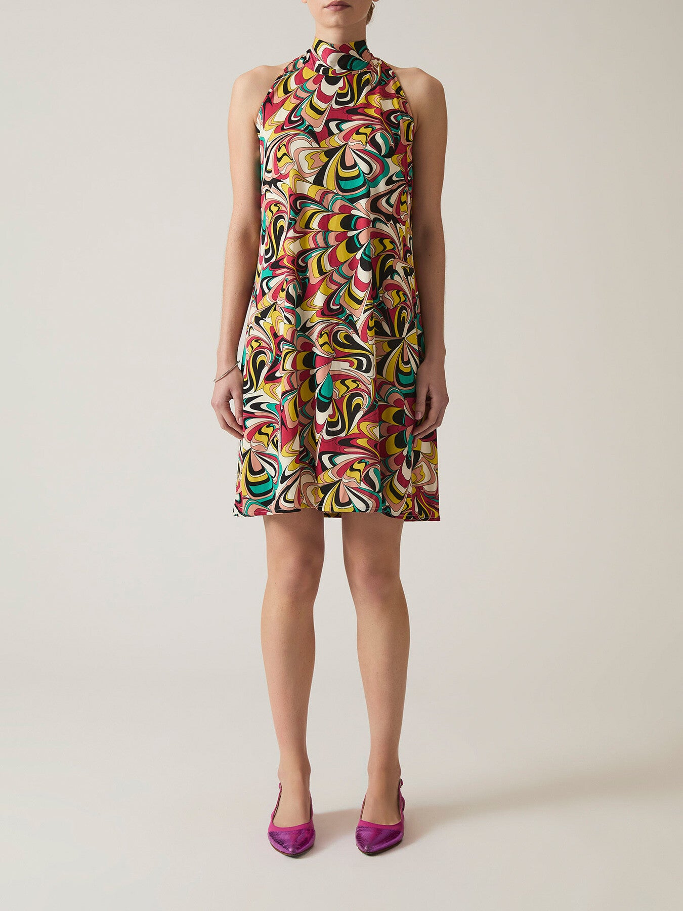 Halterneck Print Dress