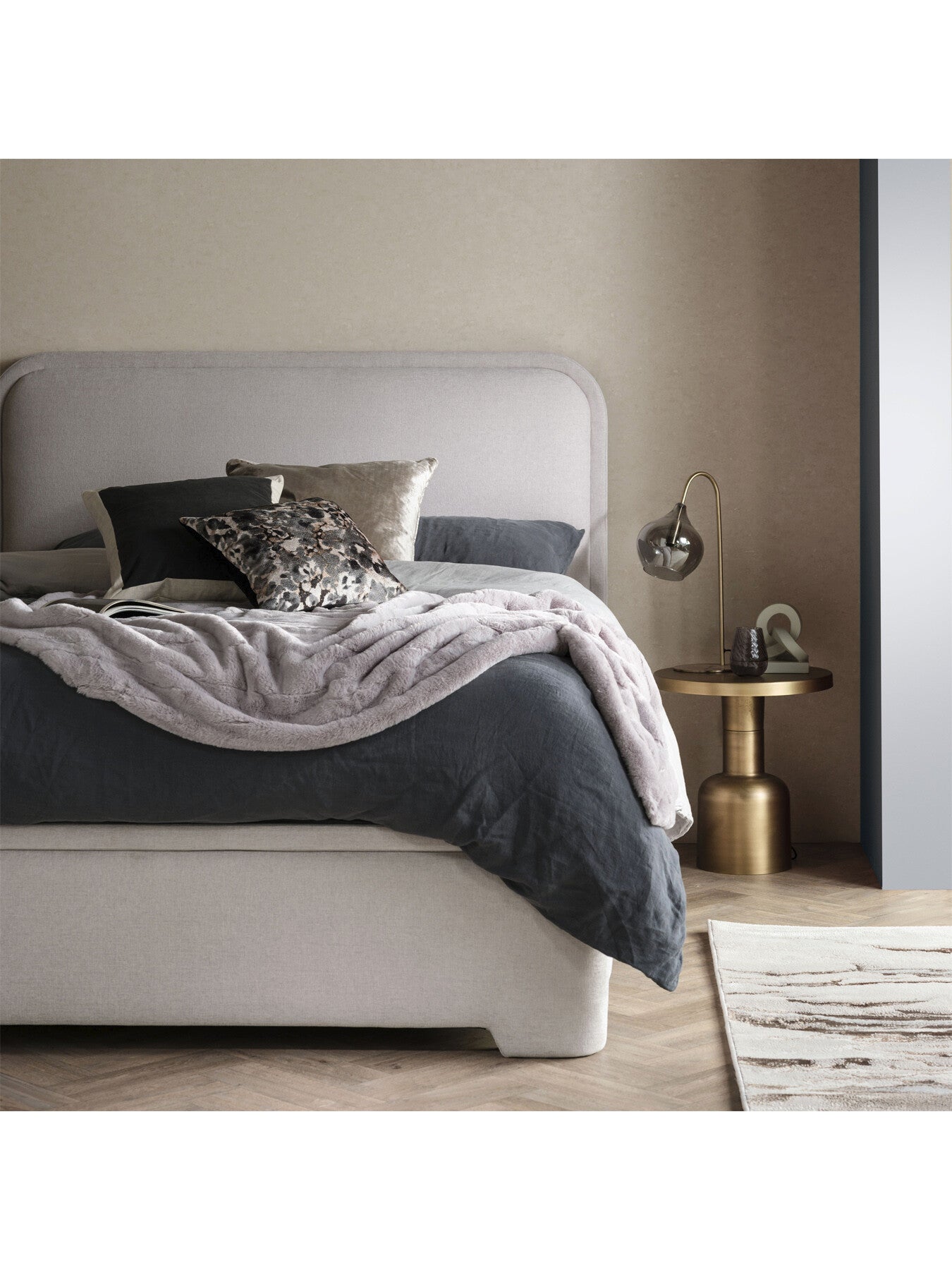 Ripley Fabric Double Ottoman Bed Frame