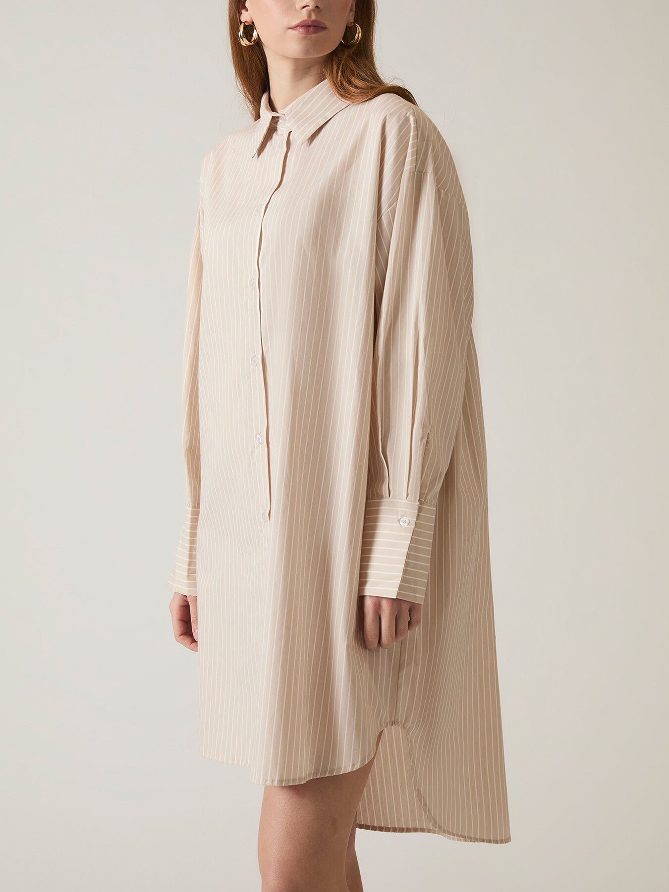 Beige-White Striped Shirt