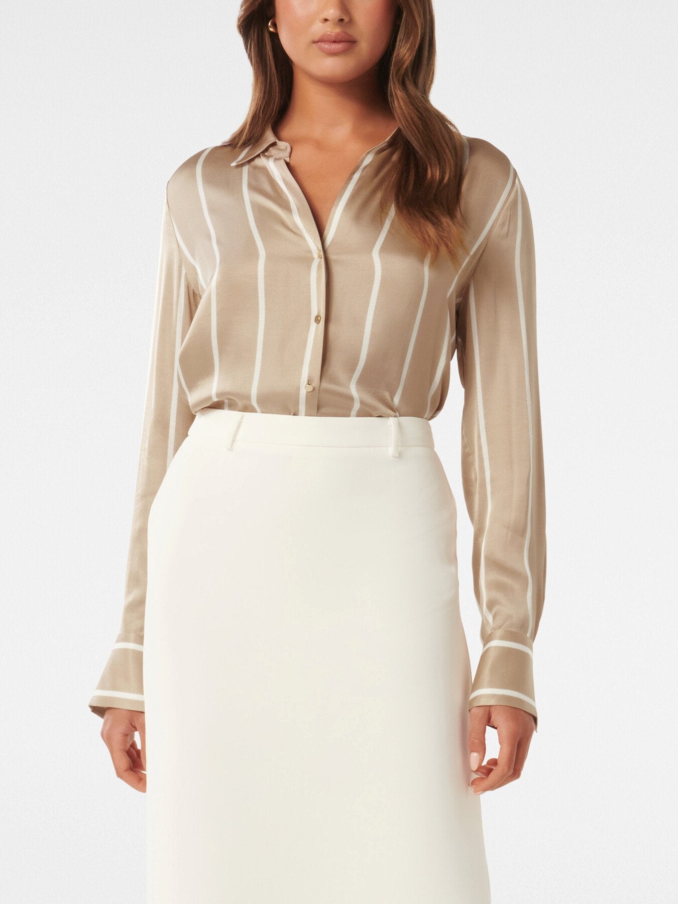 Harvey Notched Neck Satin Shirt
