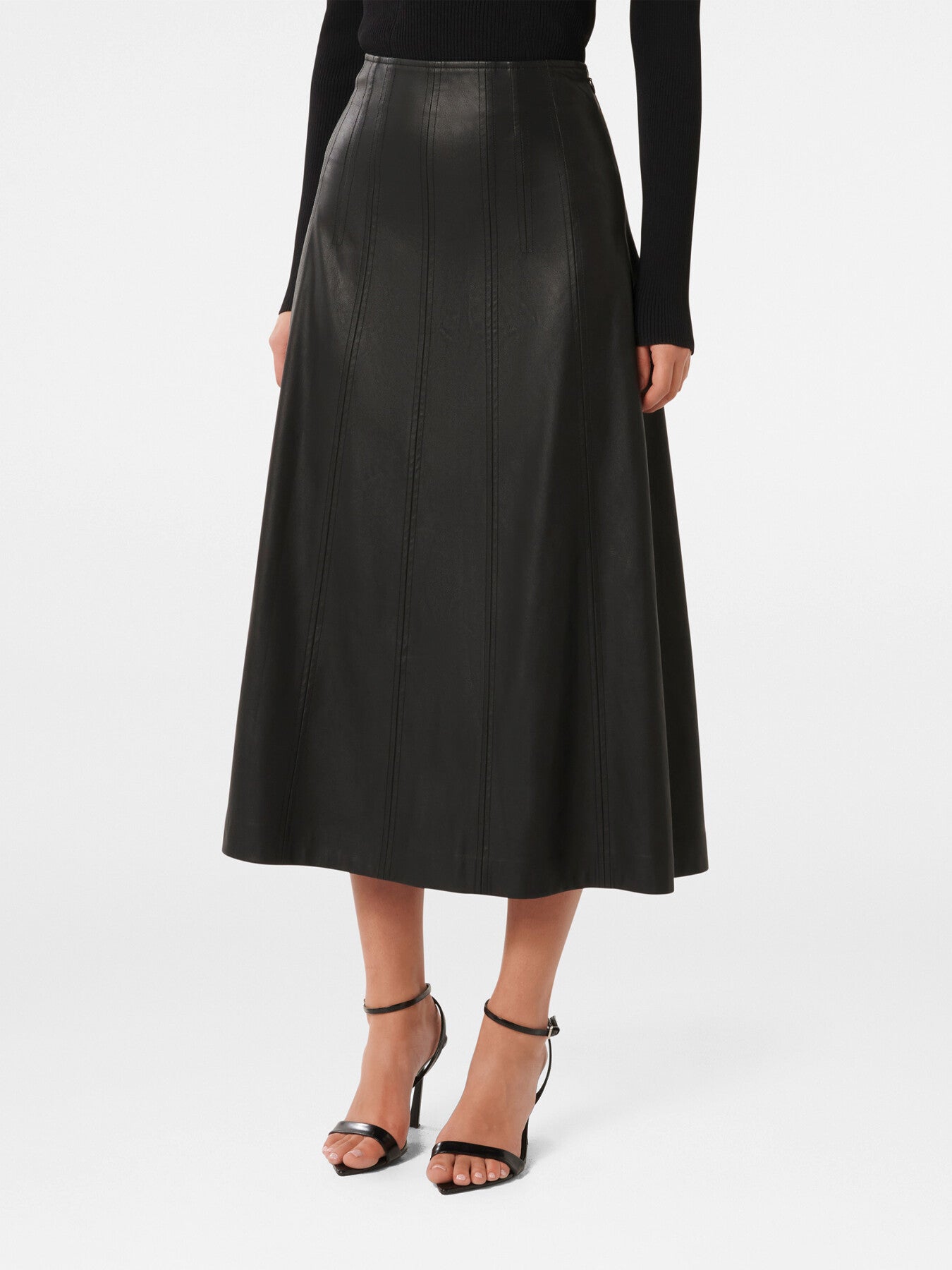 Renley Vegan Leather Midi Skirt