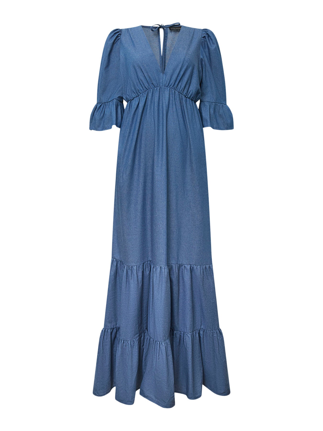 FrillTieredDenimDress