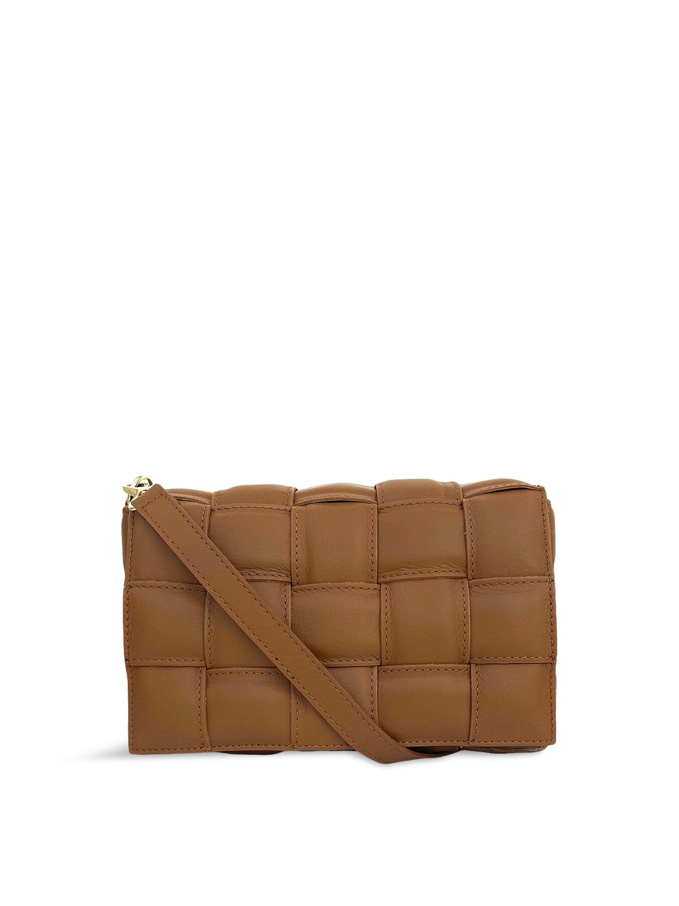 Padded Woven Leather Crossbody Bag