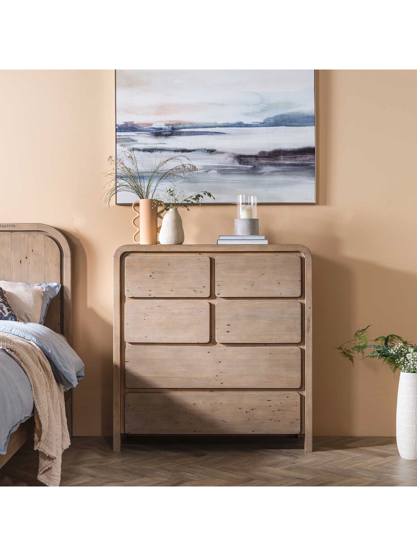 Tosca Reclaimed Wood 6 Drawer Tall Boy 115Cm