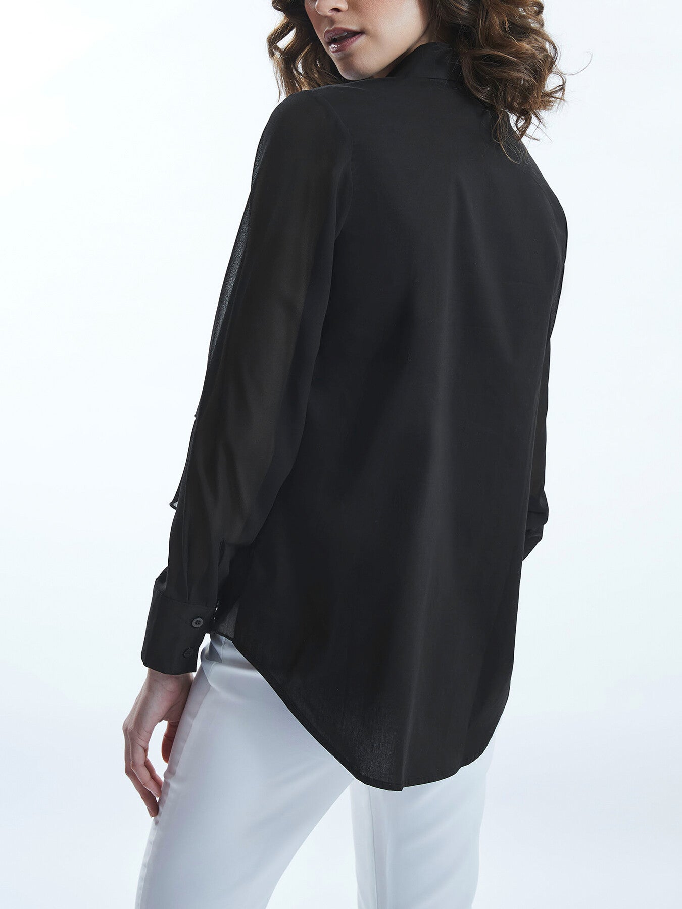 Sheer Sleeve Ruffle Shirt