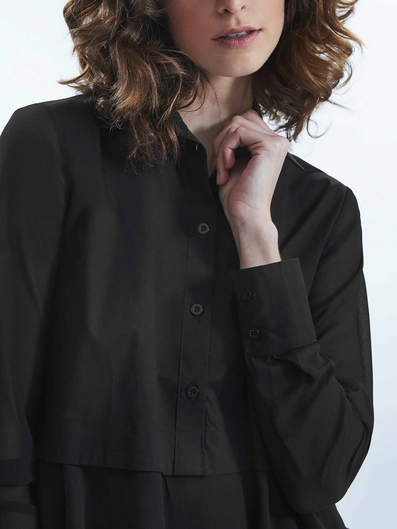 Sheer Sleeve Ruffle Shirt