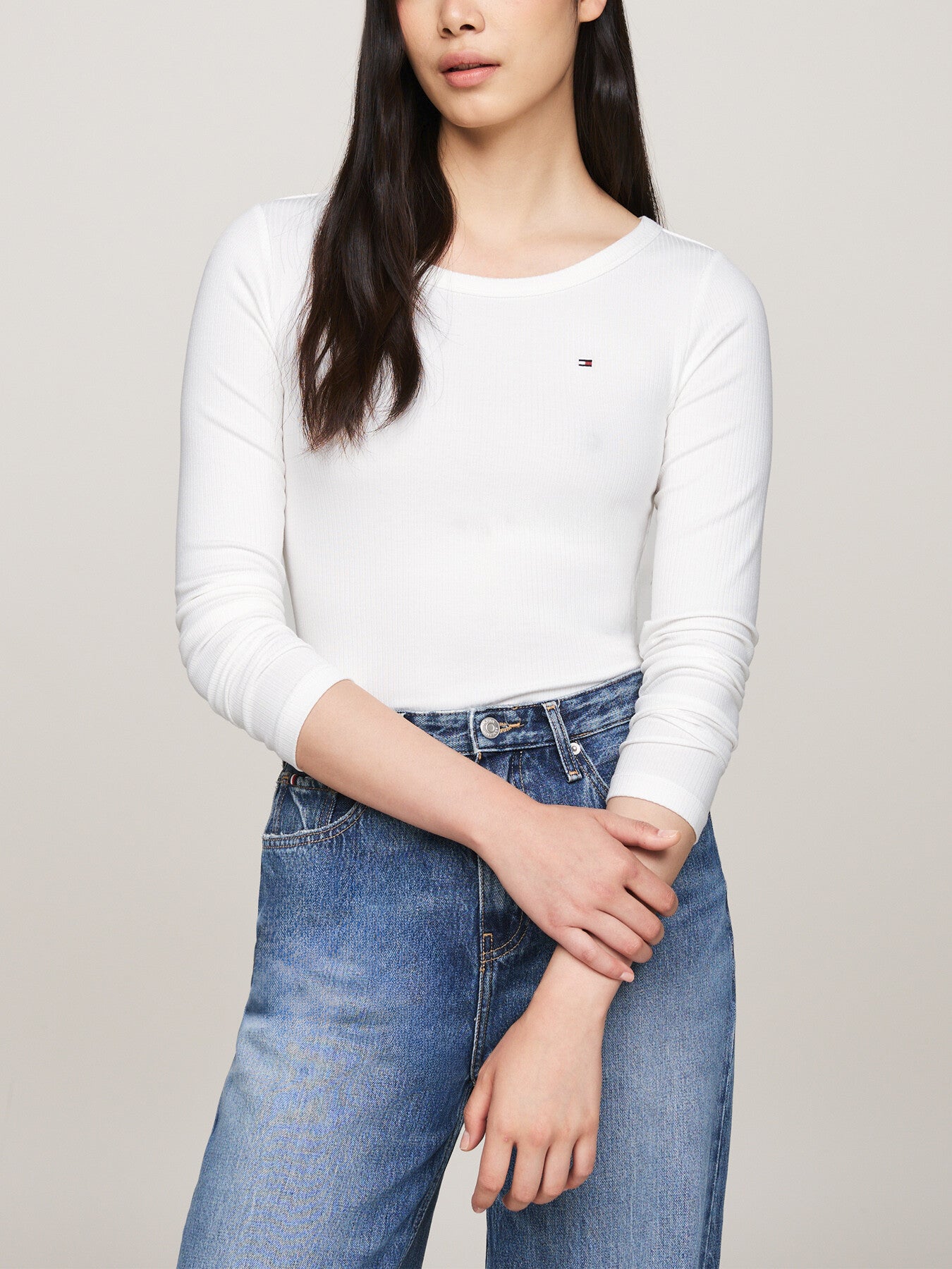 Boat Neck Slim Long Sleeve T-Shirt