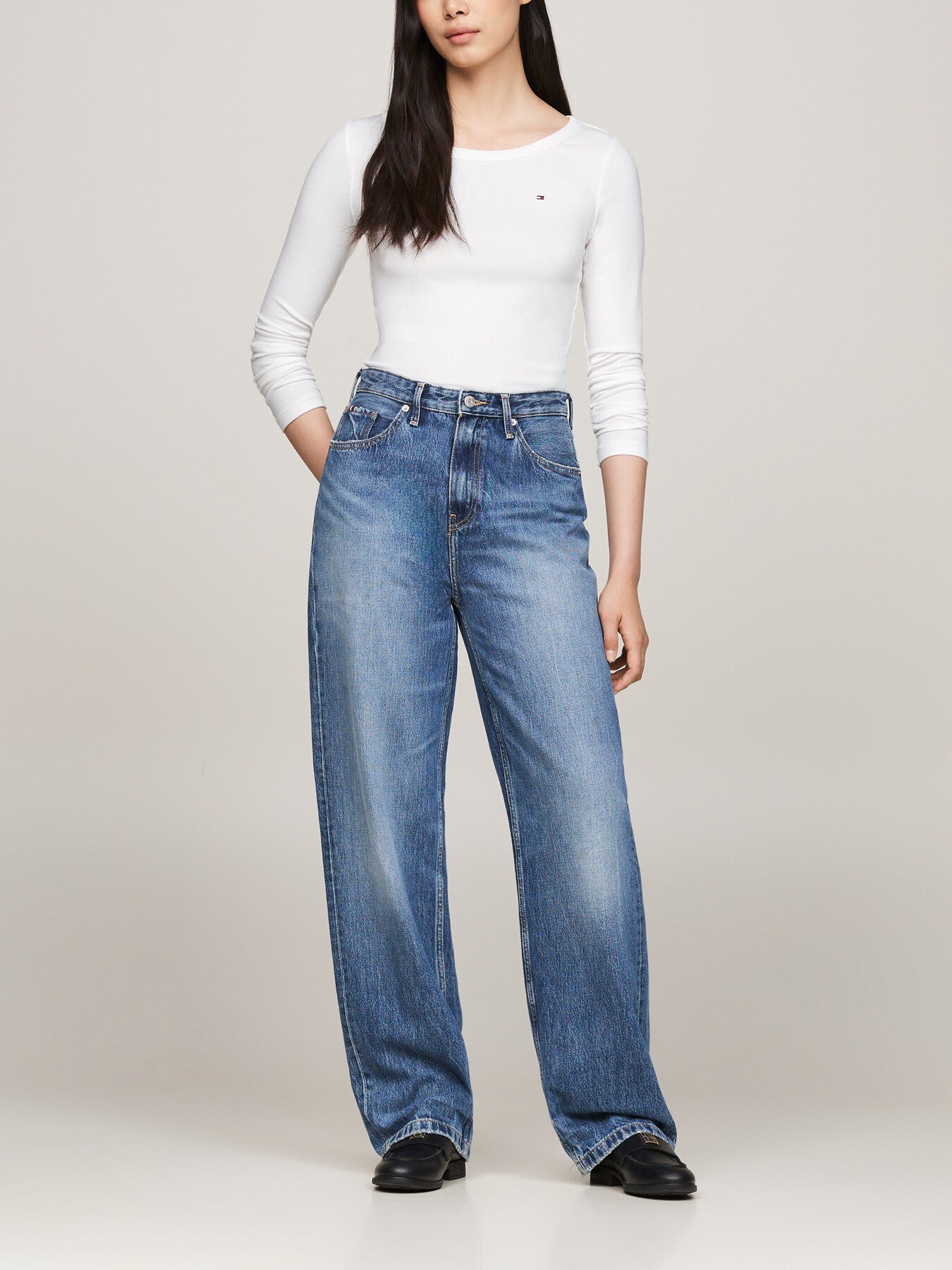 Boat Neck Slim Long Sleeve T-Shirt